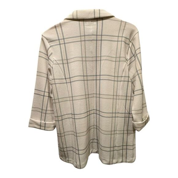 Maurices Windowpane Plaid Versa Open Front Blazer 3/4 Sleeve Size XL Stretch Off - Picture 2 of 13